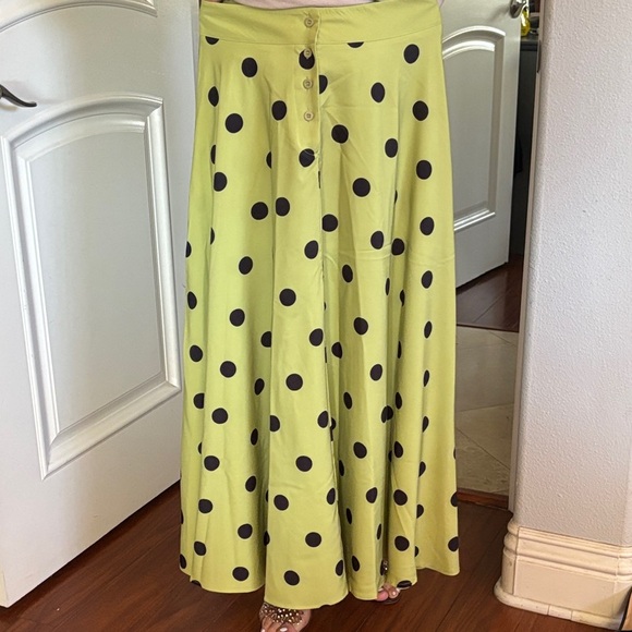 Dresses & Skirts - Polka Dot Lime Green Maxi Skirt